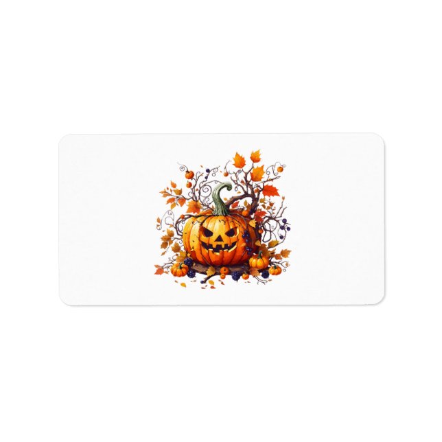 autumn Halloween funny pumpkin Label (Front)