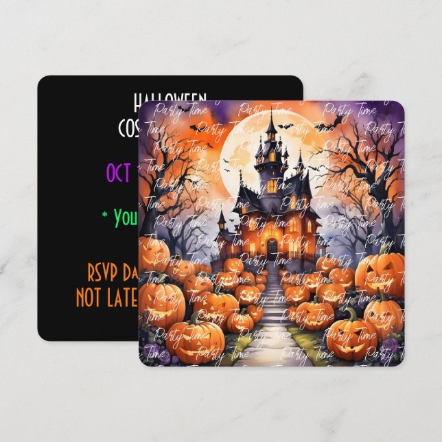Autumn Halloween Modern Pumpkin Collection Invitation (Front/Back)