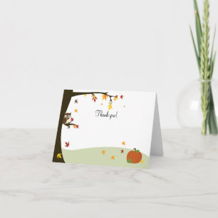 Autumn Halloween Owl Thank you Note Card