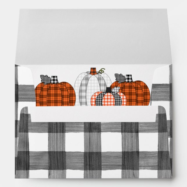 Autumn Halloween Plaid Pumpkin 5x7 Envelope (Back (Bottom))