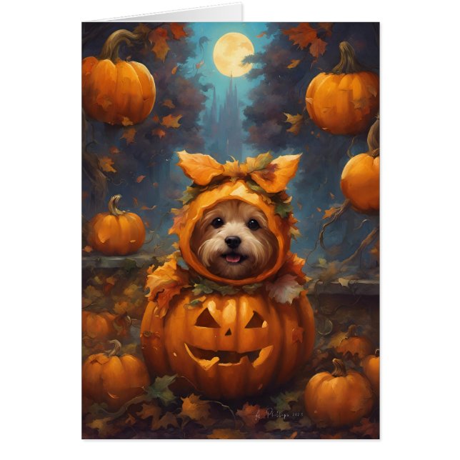 Autumn Halloween Pumpkin Puppy Cute (Front)