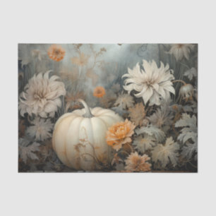 Autumn Halloween Pumpkin with Flowers Decoupage Tissue Paper