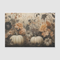 Autumn Halloween Pumpkin with Flowers Decoupage