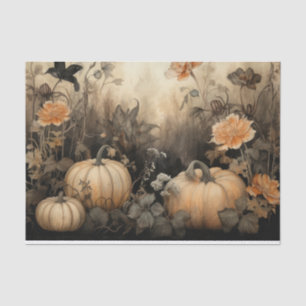 Autumn Halloween Pumpkin with Flowers Decoupage Tissue Paper