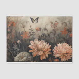 Autumn Halloween Pumpkin with Flowers Decoupage Tissue Paper