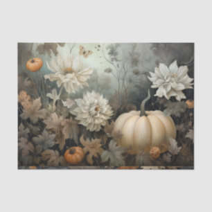Autumn Halloween Pumpkin with Flowers Decoupage Tissue Paper