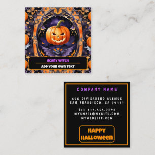 Autumn Halloween Trendy Pumpkin Collection Square Business Card