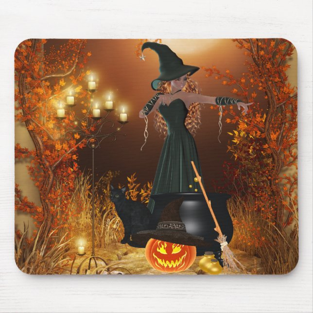 Autumn Halloween Witch Mouse Pad (Front)