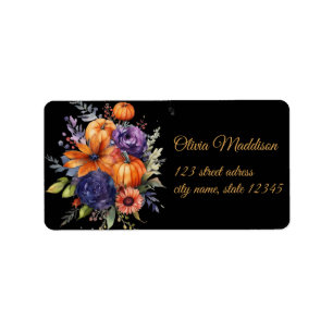 Autumn Hallowen Black Moon Bat Ghost Label