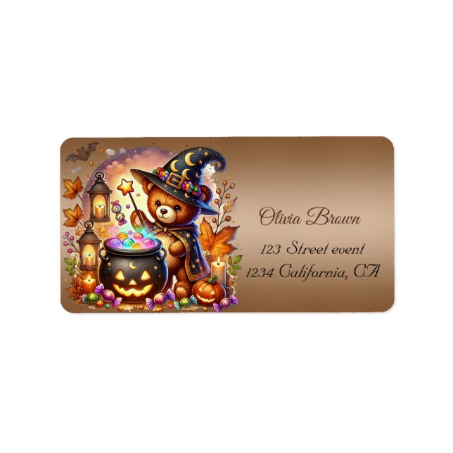 Autumn Hallowen Moon Bat Ghost Label (Front)