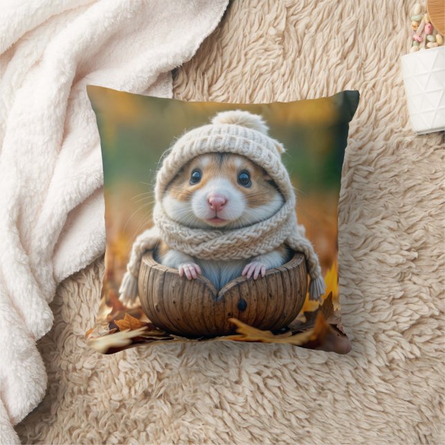 Autumn Hamster In a Walnut Shell Cushion (Blanket)