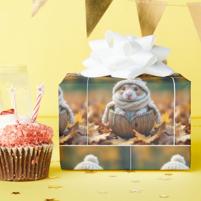 Autumn Hamster In a Walnut Shell Wrapping Paper (Birthday Party)