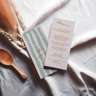 Autumn Hand Written Earthy Pinstripes Wedding Menu