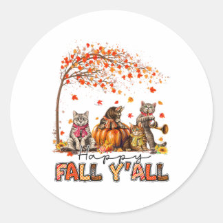 Autumn Happy Fall Yall Cats Autumn Lover Pumpkins Classic Round Sticker