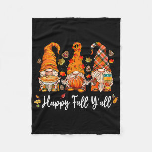 Autumn Happy Fall Yall Gnome Pumpkin Truck Autumn  Fleece Blanket
