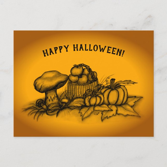 Autumn , Happy Halloween! Postcard (Front)