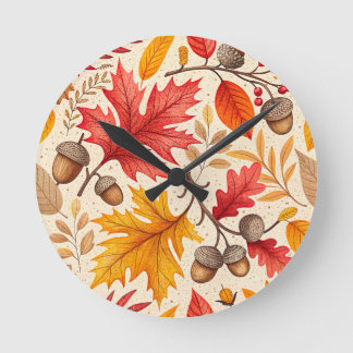 Autumn Harmony: A Colourful Fall Pattern Round Clock