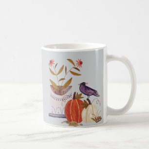 Autumn Harmony – Cosy Fall Crow and Pumpkins Coffee Mug