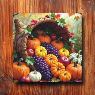 Autumn Harvest and Blessings Cornucopia Canvas Print