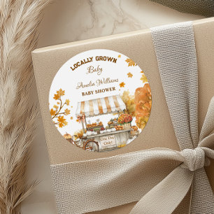 Autumn Harvest Baby Shower Party Classic Round Sticker