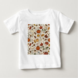 Autumn Harvest Botanical Pattern – Pumpkins, Baby T-Shirt