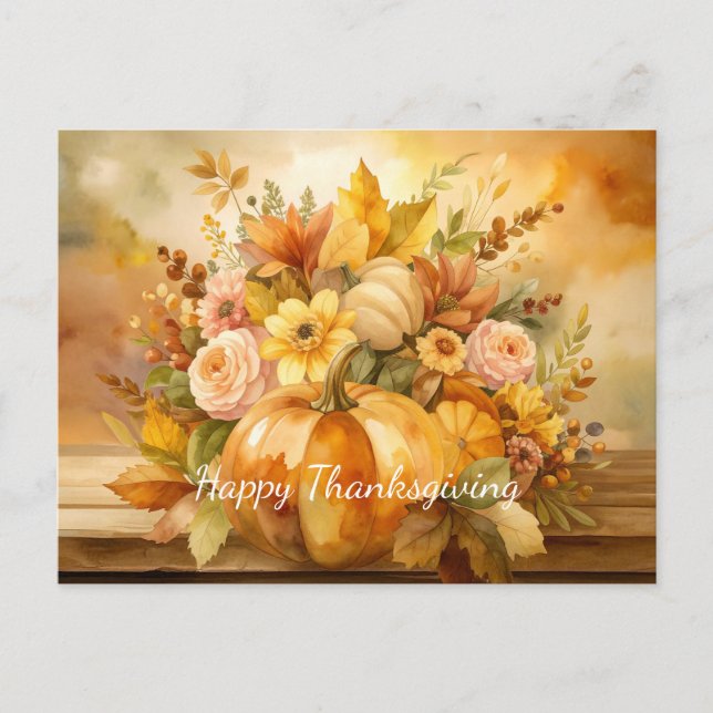Autumn Harvest Bouquet  Holiday Postcard (Front)