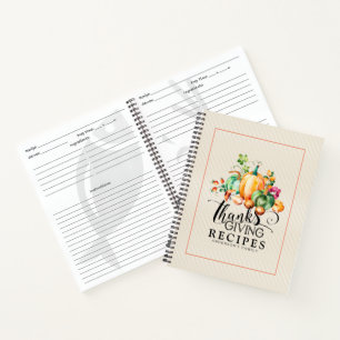 Autumn harvest bouquet thanksgiving recipes notebook