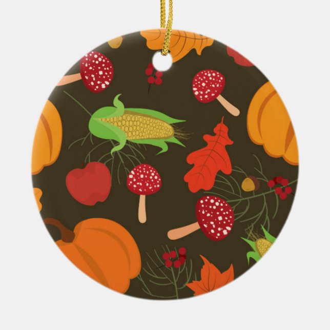 Autumn Harvest  Ceramic Tree Decoration (Front)