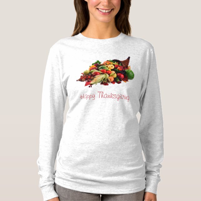 Autumn Harvest Cornucopia Horn of Plenty Fall T-Shirt (Front)