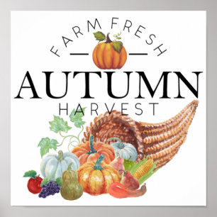 Autumn harvest cornucopia poster