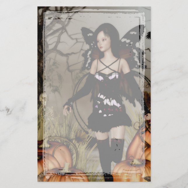 Autumn Harvest Fairy Gothic Stationery (Front)