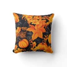 Autumn Harvest Floral Throw Pillow