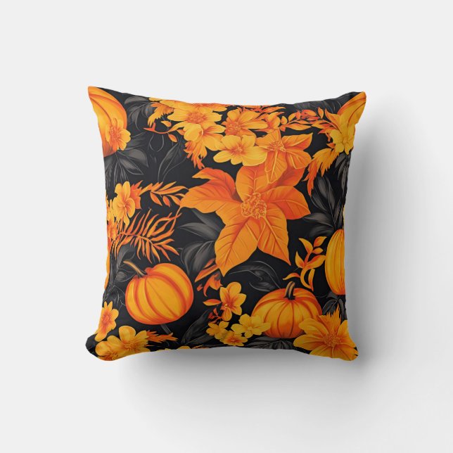 Autumn Harvest Floral Throw Pillow (Front)