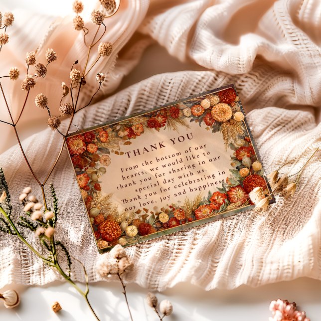 Autumn Harvest Floral Wedding Thank You Card (Creator Uploaded)