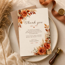 Autumn Harvest Florals Wedding Thank You Card