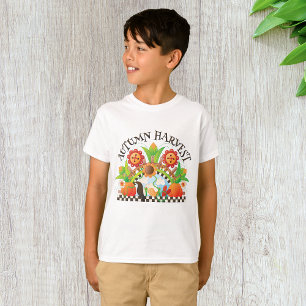 Autumn Harvest Folk Art Pumpkin and Sunflower Fall T-Shirt