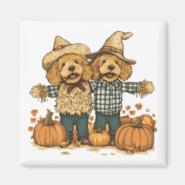 Autumn Harvest Goldendoodle Dogs Magnet (Front)