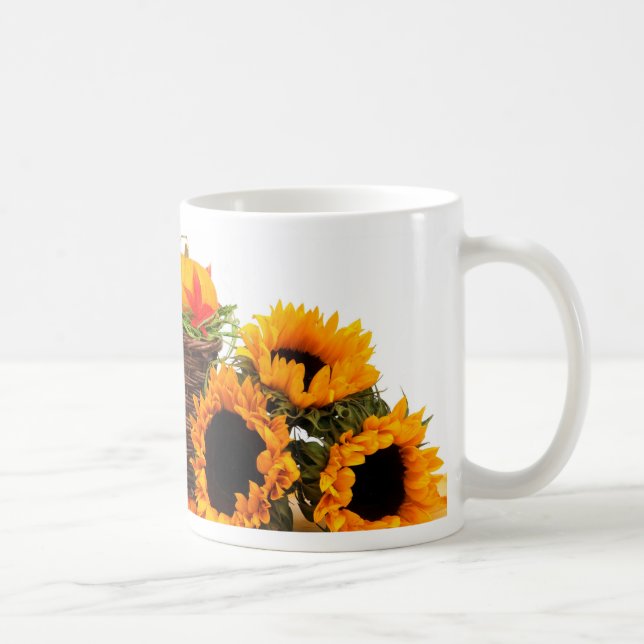 Autumn Harvest Halloween Pumpkins Fall Sunflowers Coffee Mug (Right)