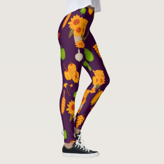 Autumn Harvest Healthy Veggie And Fruits Leggings
