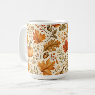Autumn Harvest Leaves and Pumpkins Cosy Fall Coffee Mug