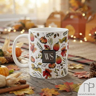 Autumn Harvest Monogram Pumpkin Mug