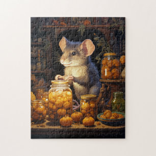Autumn Harvest Mouse: Fantasy Lovers' Cozy Fall Jigsaw Puzzle