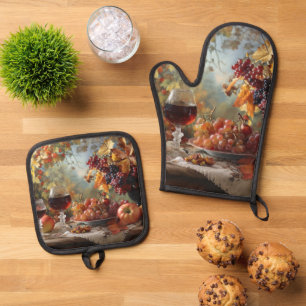 Autumn Harvest Oven Mitt & Pot Holder Set