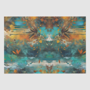 Autumn harvest paint Teal Rust Gold Abstract Tissue Paper