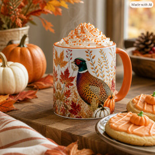 Autumn Harvest Pheasant and Pumpkins Wildlife Mug