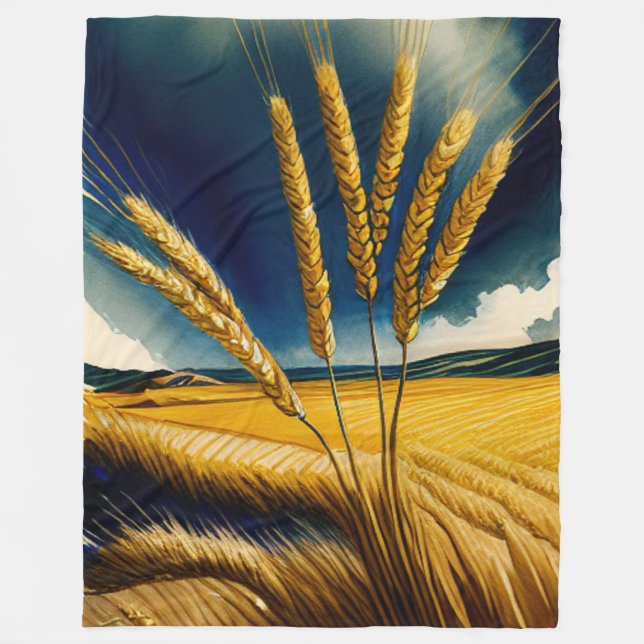 Autumn Harvest Prairie Gold Fleece Blanket (Front)