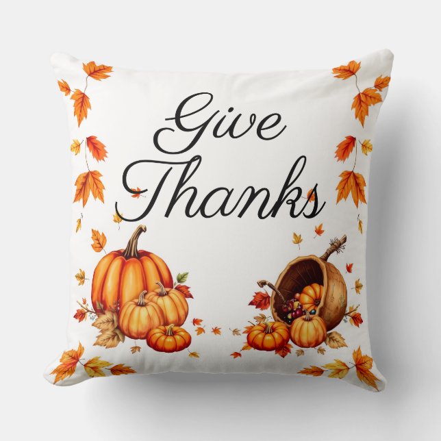 Autumn Harvest Pumpkin Throw Pillow (Front)