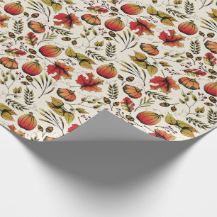 Autumn Harvest Pumpkins, Acorns & Fall Foliage Wrapping Paper