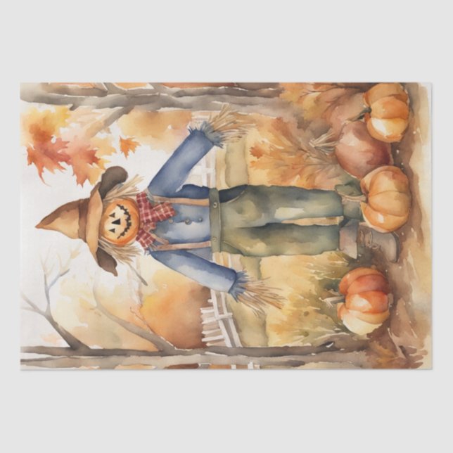 Autumn Harvest: Scarecrow in Fall Decoupage Tissue Paper (Front)