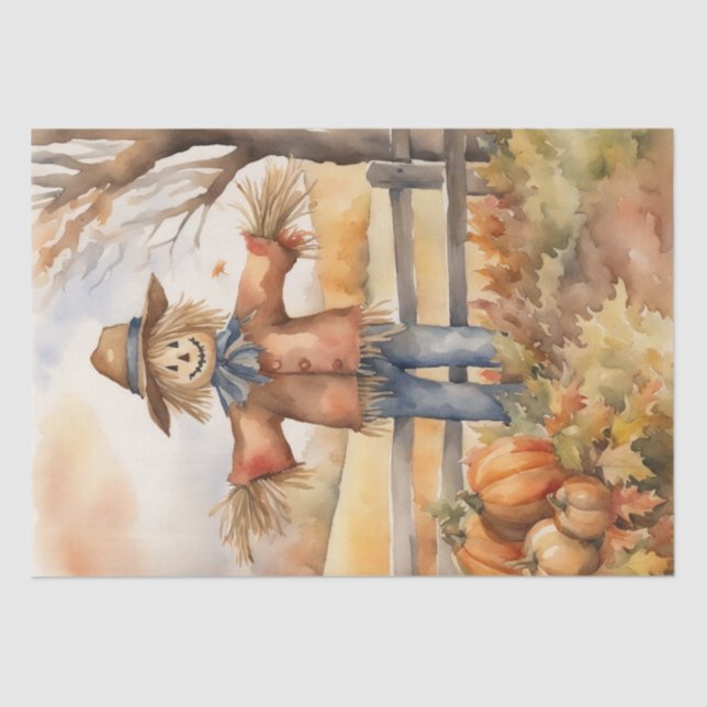 Autumn Harvest: Scarecrow in Fall Decoupage Tissue Paper (Front)